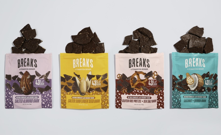 Scharffen Berger rolls into the snack aisle with BREAKS vegan barks