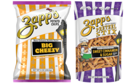 Zapp's debuts cheesy kettle chips, cinnamon pretzels