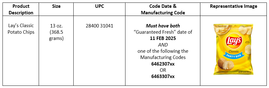 frito-lay lays chips recall december 2024