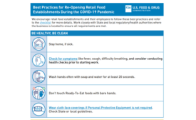 FDA issues reopening best practices checklist and infographic for retail food establishments that closed or partially closed due to COVID-19 pandemic