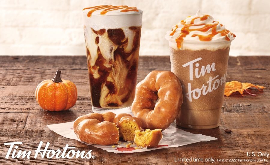 Get ready to fall into Pumpkin Spice season with Tim Hortons and the NEW  lineup of Pumpkin Spice-flavoured hot and cold beverages, plus a NEW Dulce  Apple Fritter Dream Donut!