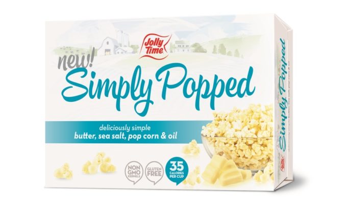 JOLLY TIME Simply Popped microwave popcorn, 2017-02-21, Snack and Bakery