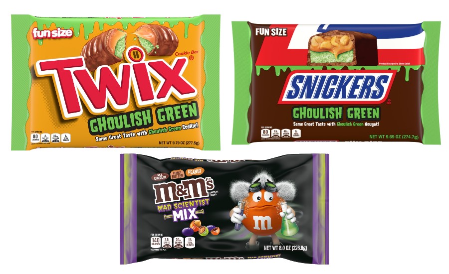 Mars M&m's, Snickers & Twix Ghoulish Green Halloween Chocolate Candy Variety Pack - 110 ct