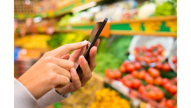 Cell phone in grocery store