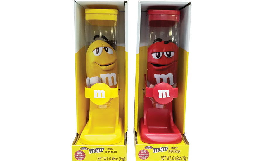 Candyrific M&Ms Twist Candy Dispenser with Chocolate Candies Christmas Candy Gift Set (Red) 1 Count (Pack of 1)