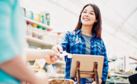 cashier grocery woman stock image